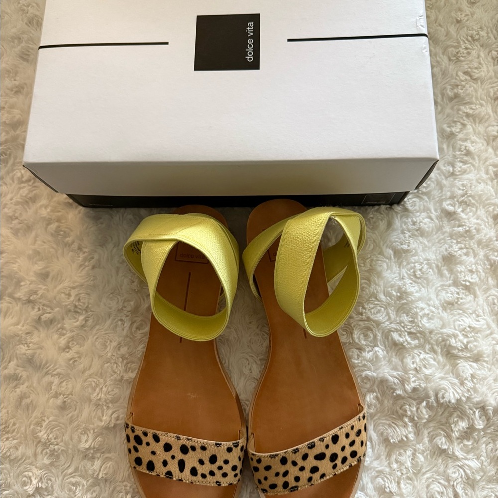 Dolce Vita Yellow and Tan Polka Dot Sandals